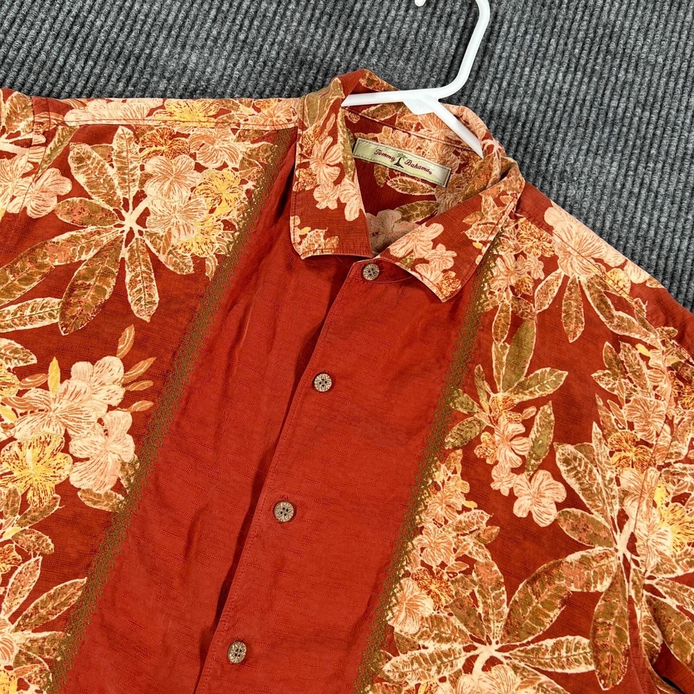 Tommy Bahama‎ Shirt Mens XL Extra Large Red Floral Short Sleeve Button Up Silk